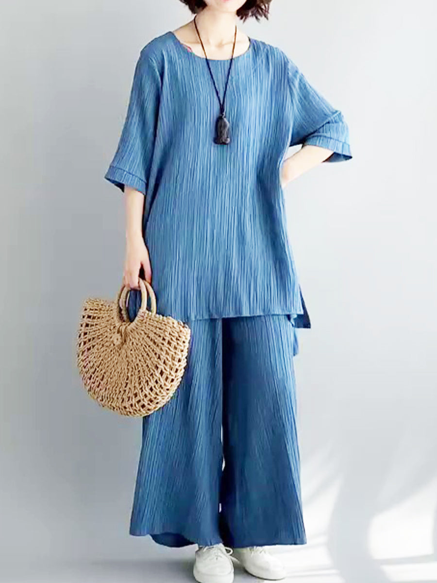 Blue casual comfortable loose set