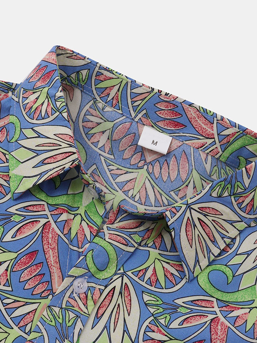 Chemise à manches courtes à imprimé floral pour hommes