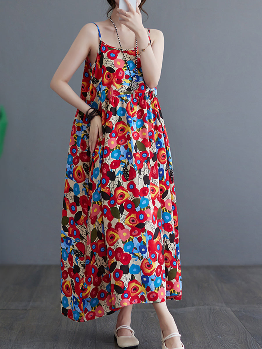 Vintage printed drawstring dress