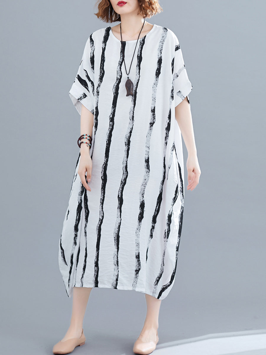 Vertical pattern casual dress