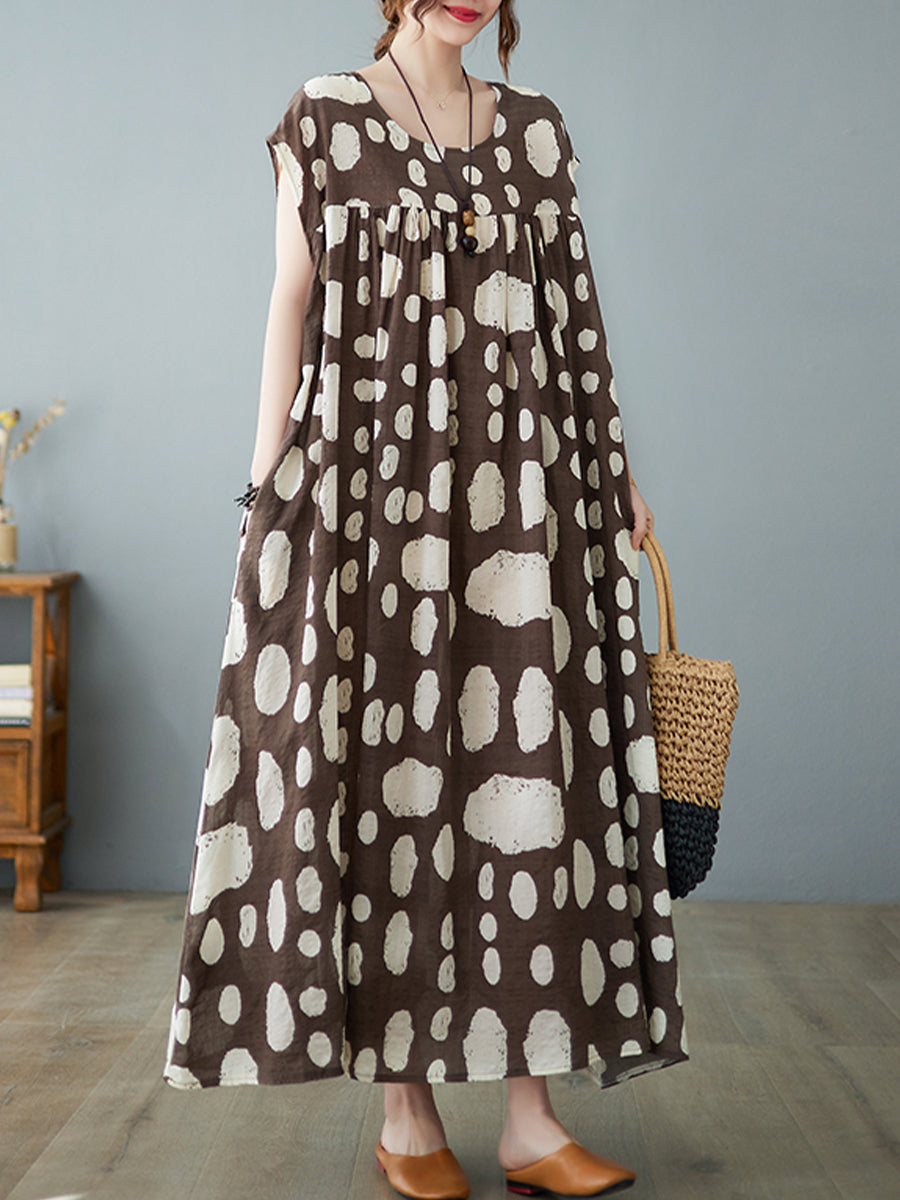 Round neck retro printed Dress