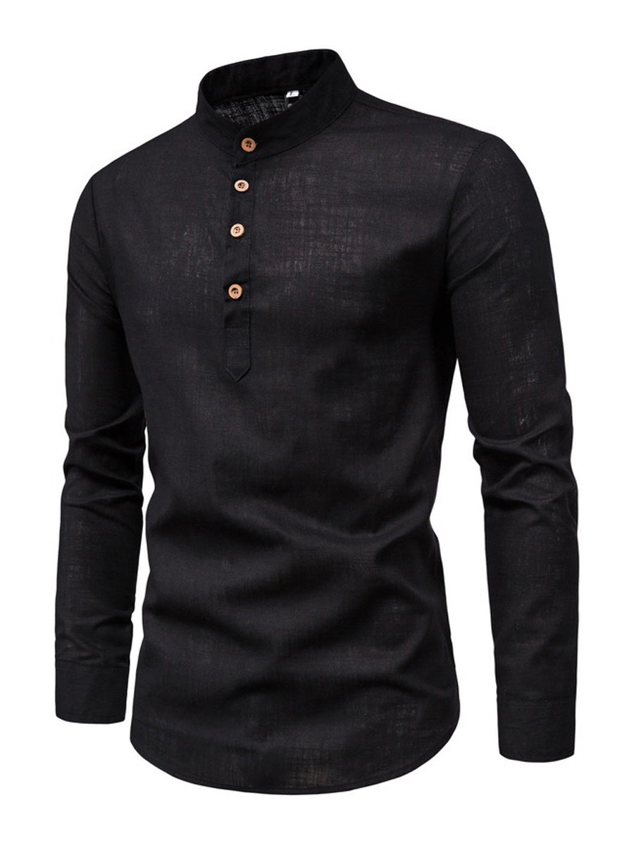 Chemise décontractée boutonnée à manches longues pour hommes