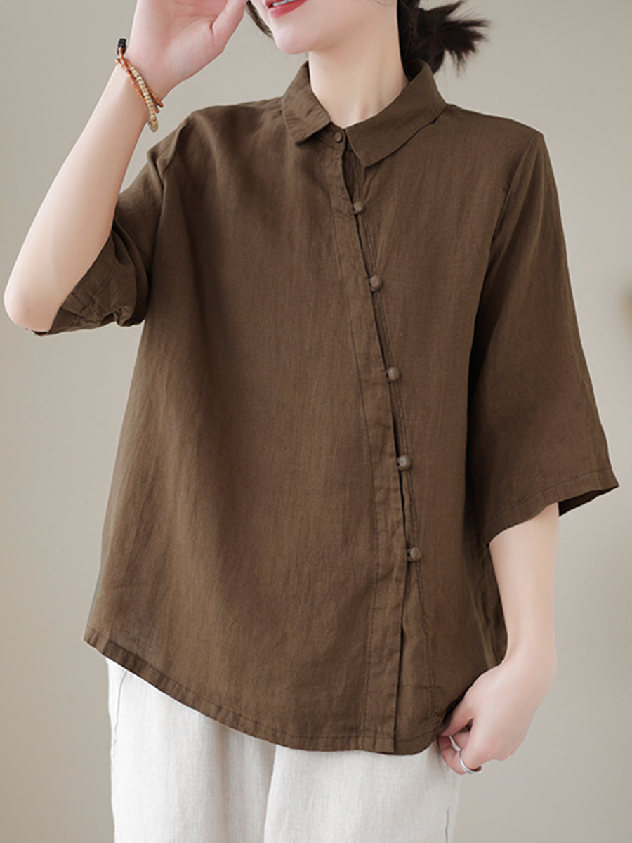 Diagonal button large shirt