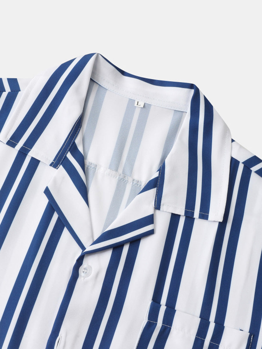 Chemise à manches courtes à imprimé vertical pour homme