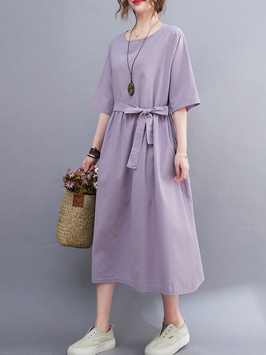 Casual Solid Round Neck Dress