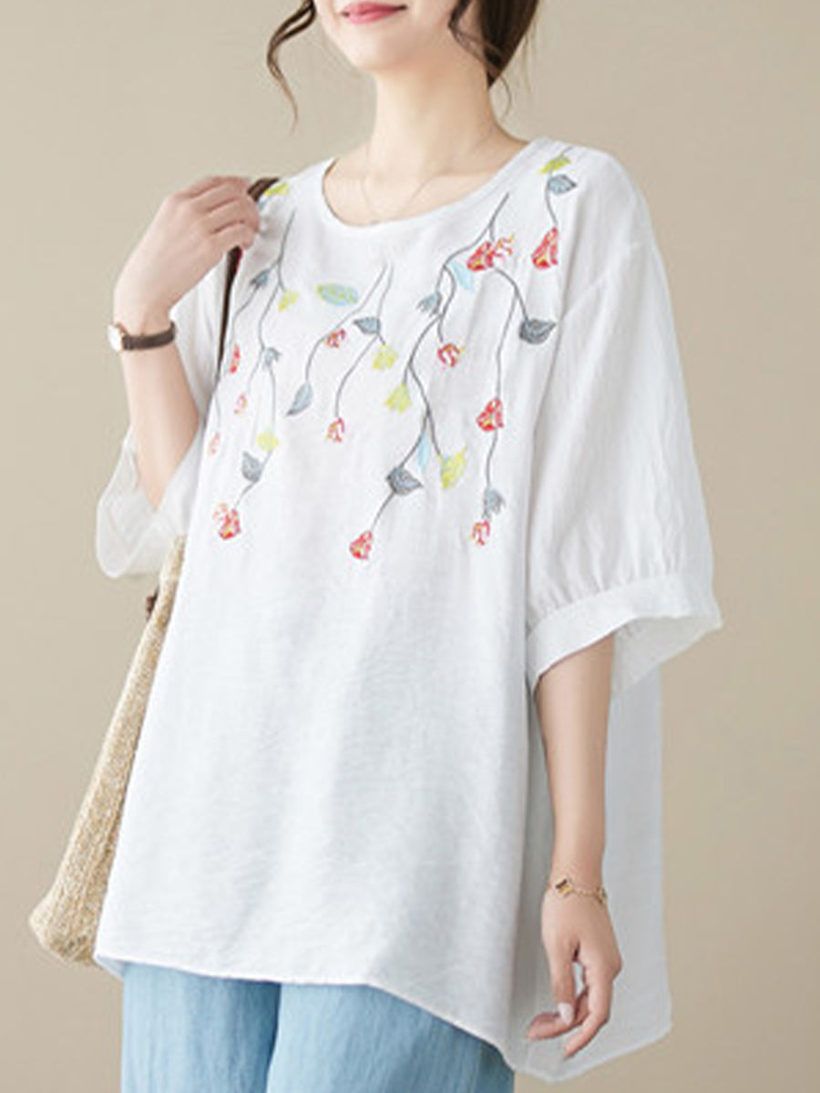 Embroidered round neck shirt