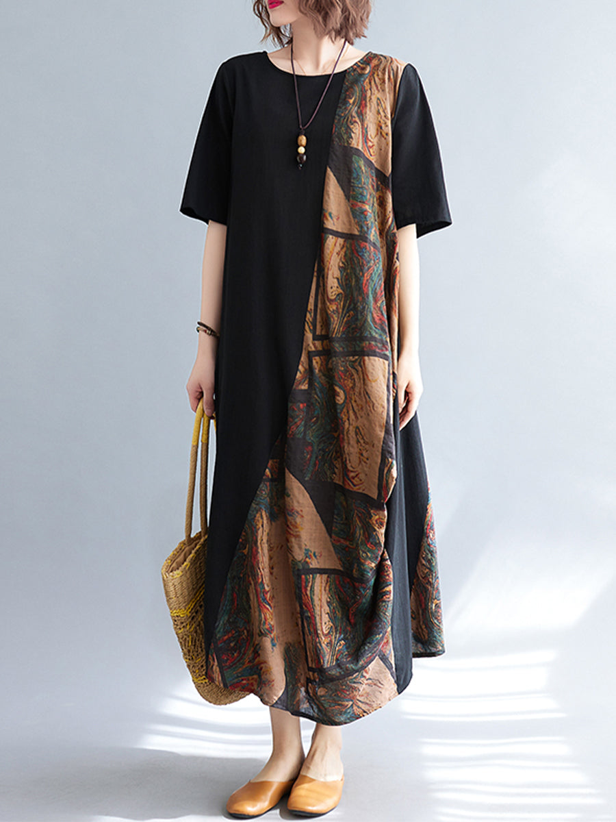 Asymmetric Art Print Dress