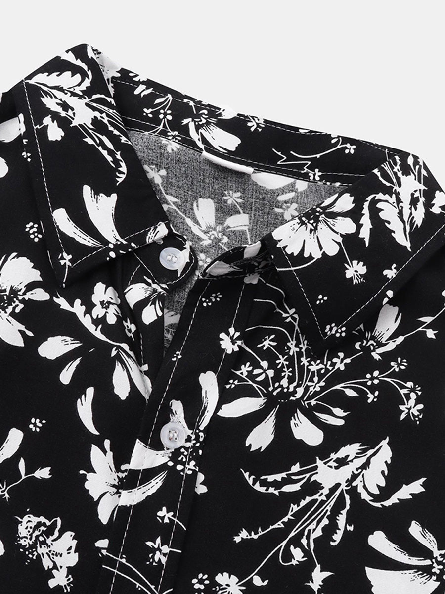 Chemise à manches courtes à imprimé floral pour hommes