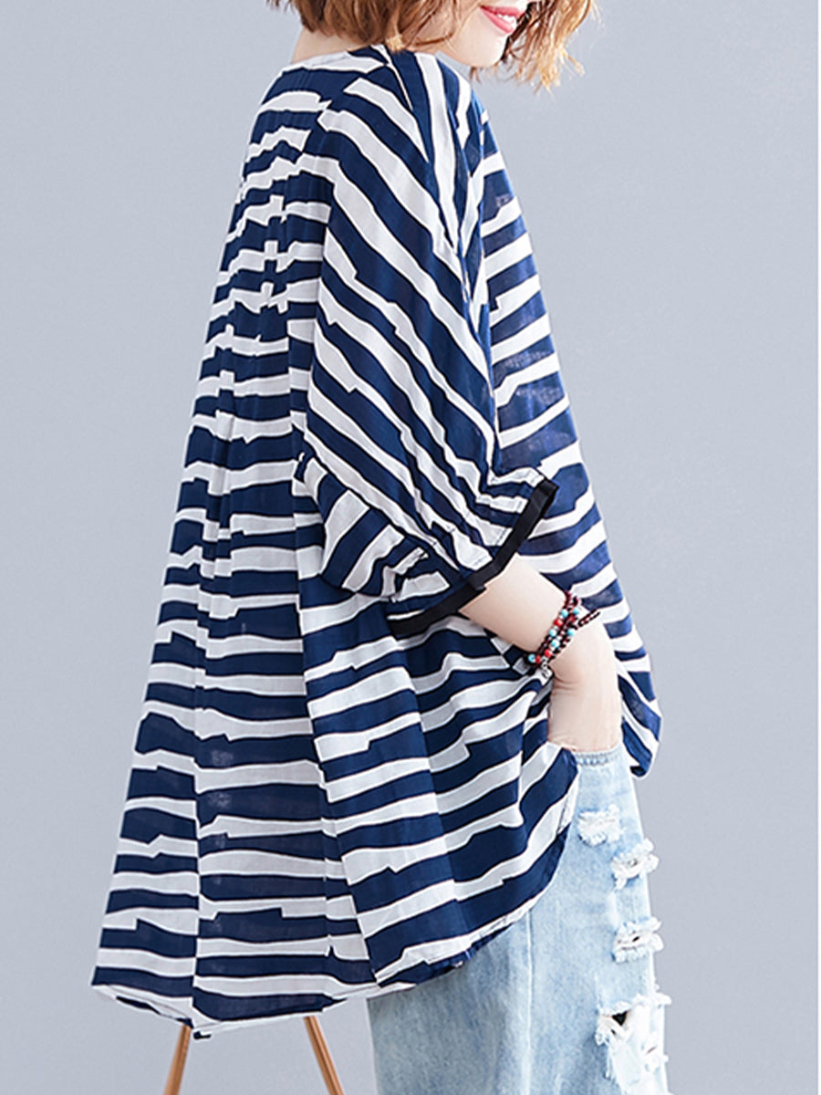 Horizontal striped oversized top