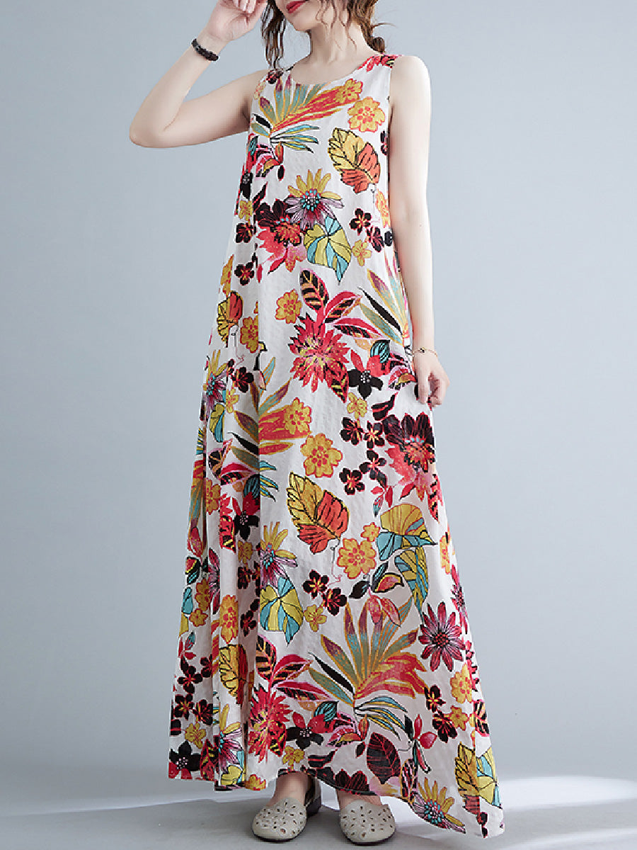 Floral cotton and linen Dress