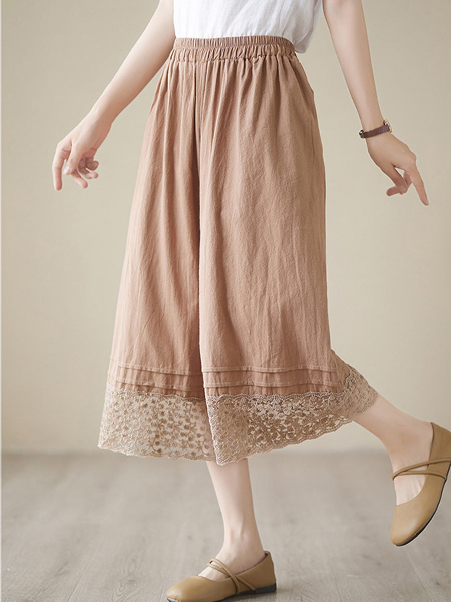 Oversized lace patchwork skirt pants