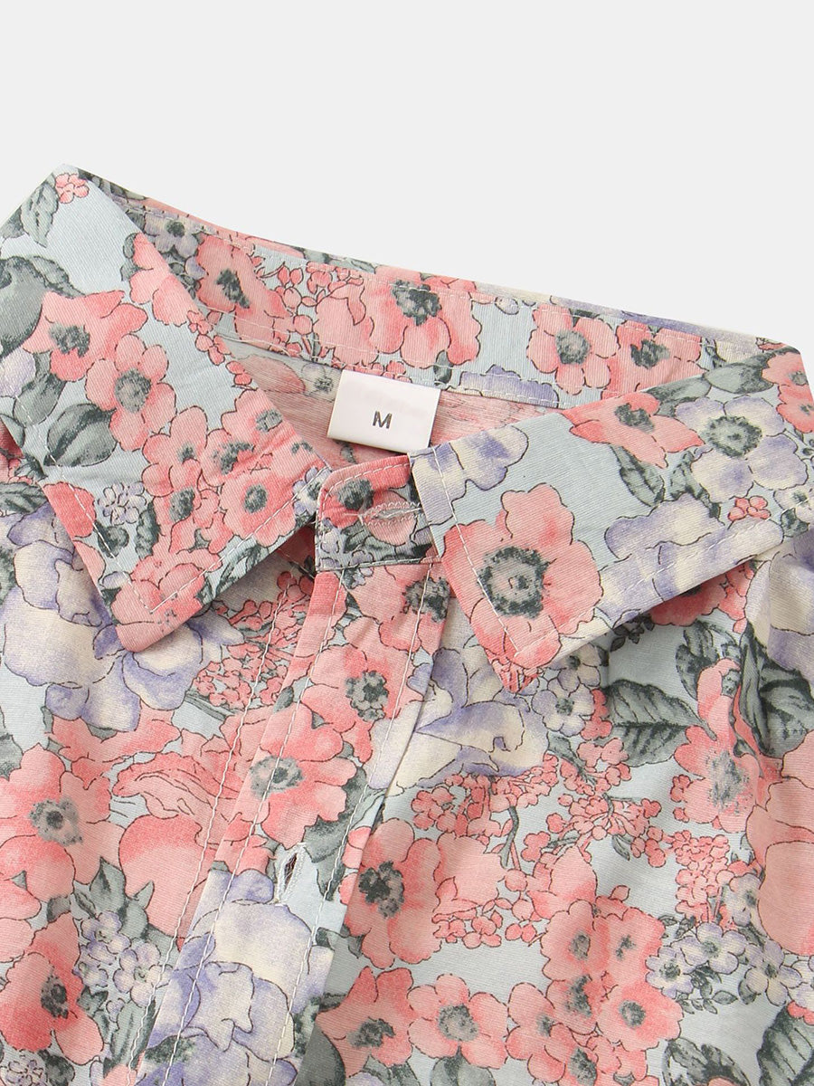 Camicia da uomo a maniche corte con stampa floreale