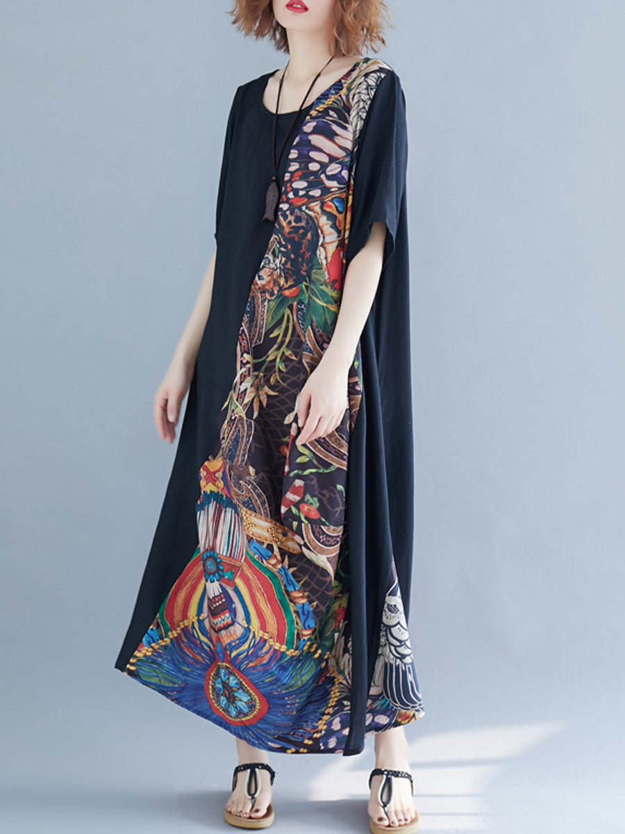 Asymmetric Art Print Dress