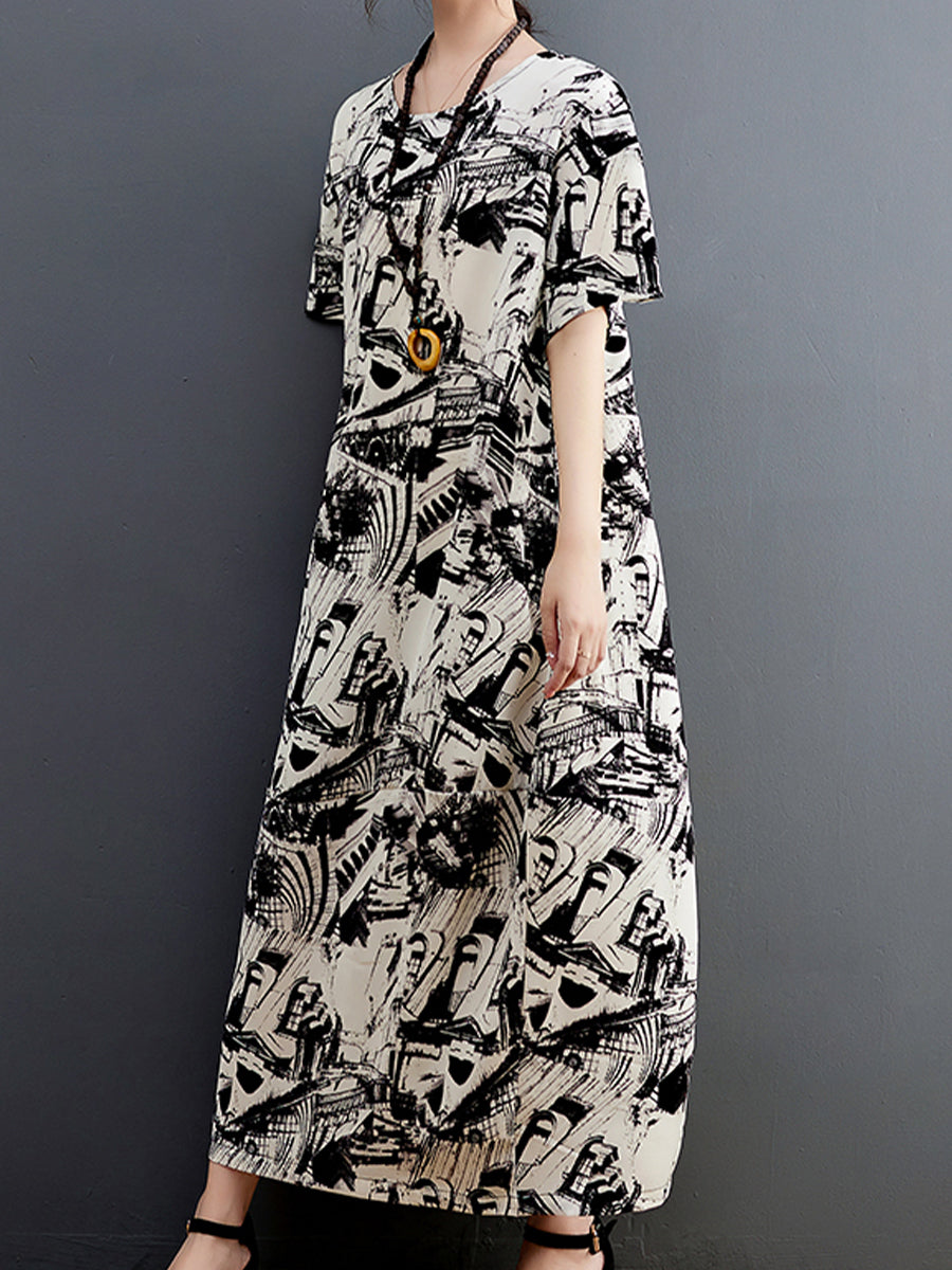 Casual Abstract Print Dress