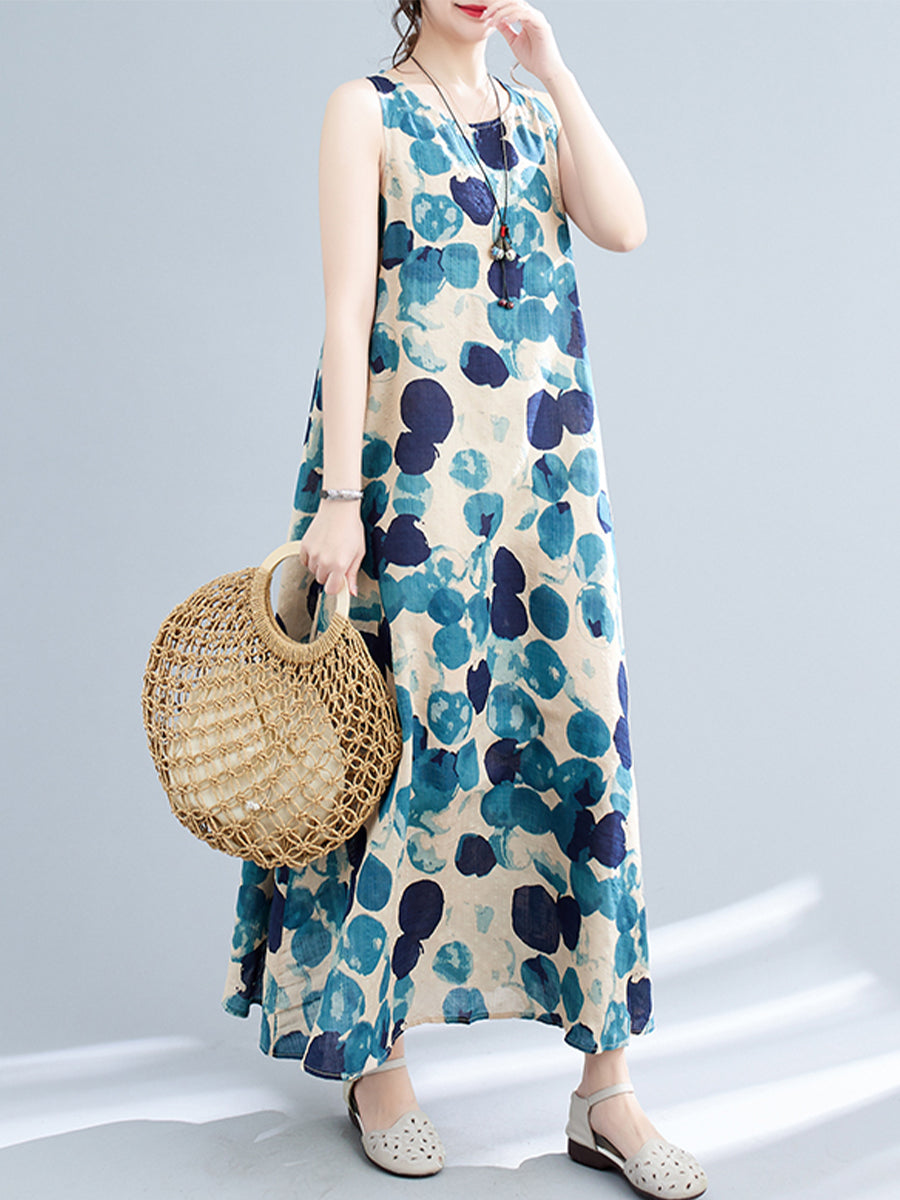 Round neck polka dot dress