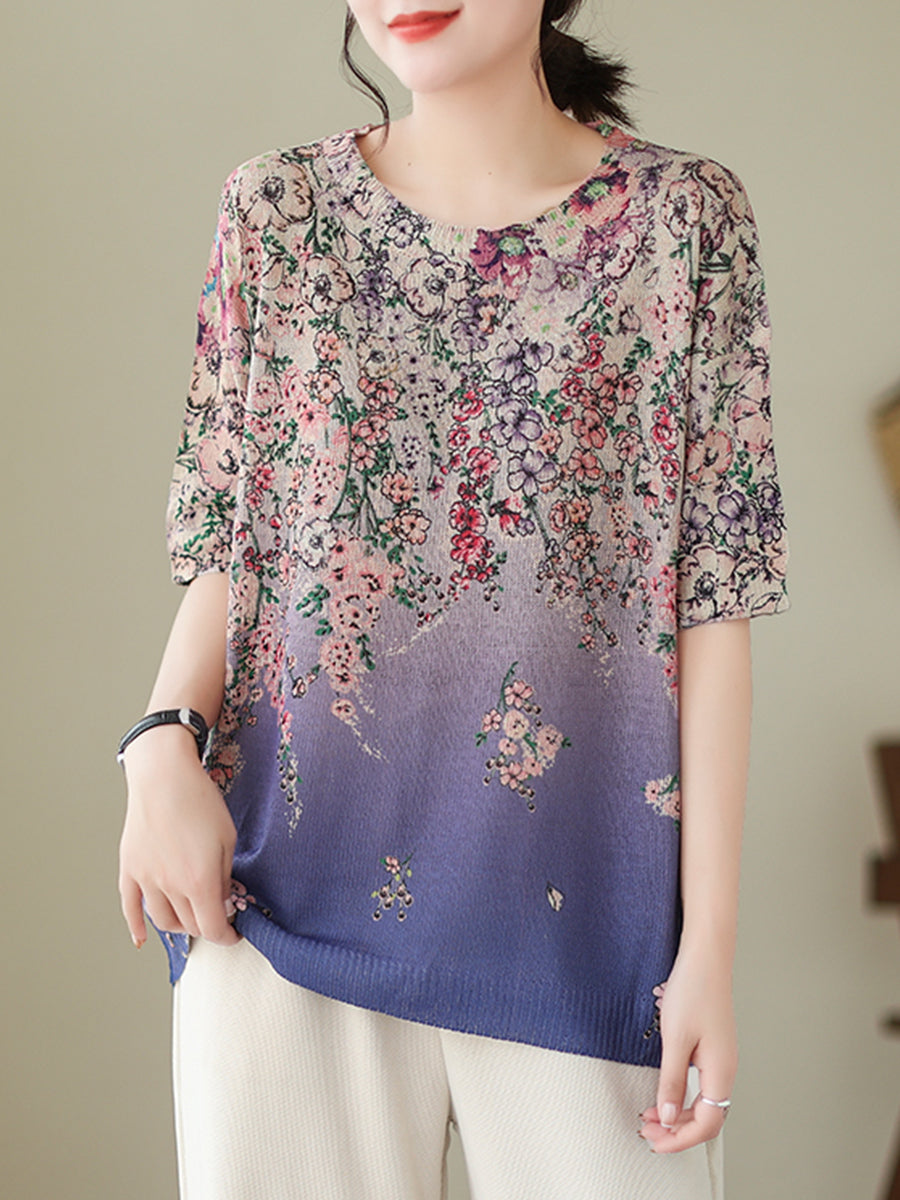 Purple floral print shirt