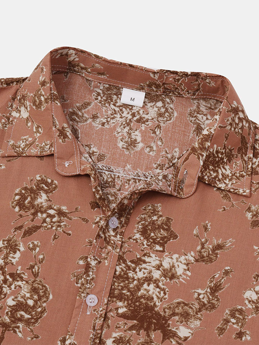 Chemise à manches courtes à imprimé floral pour hommes