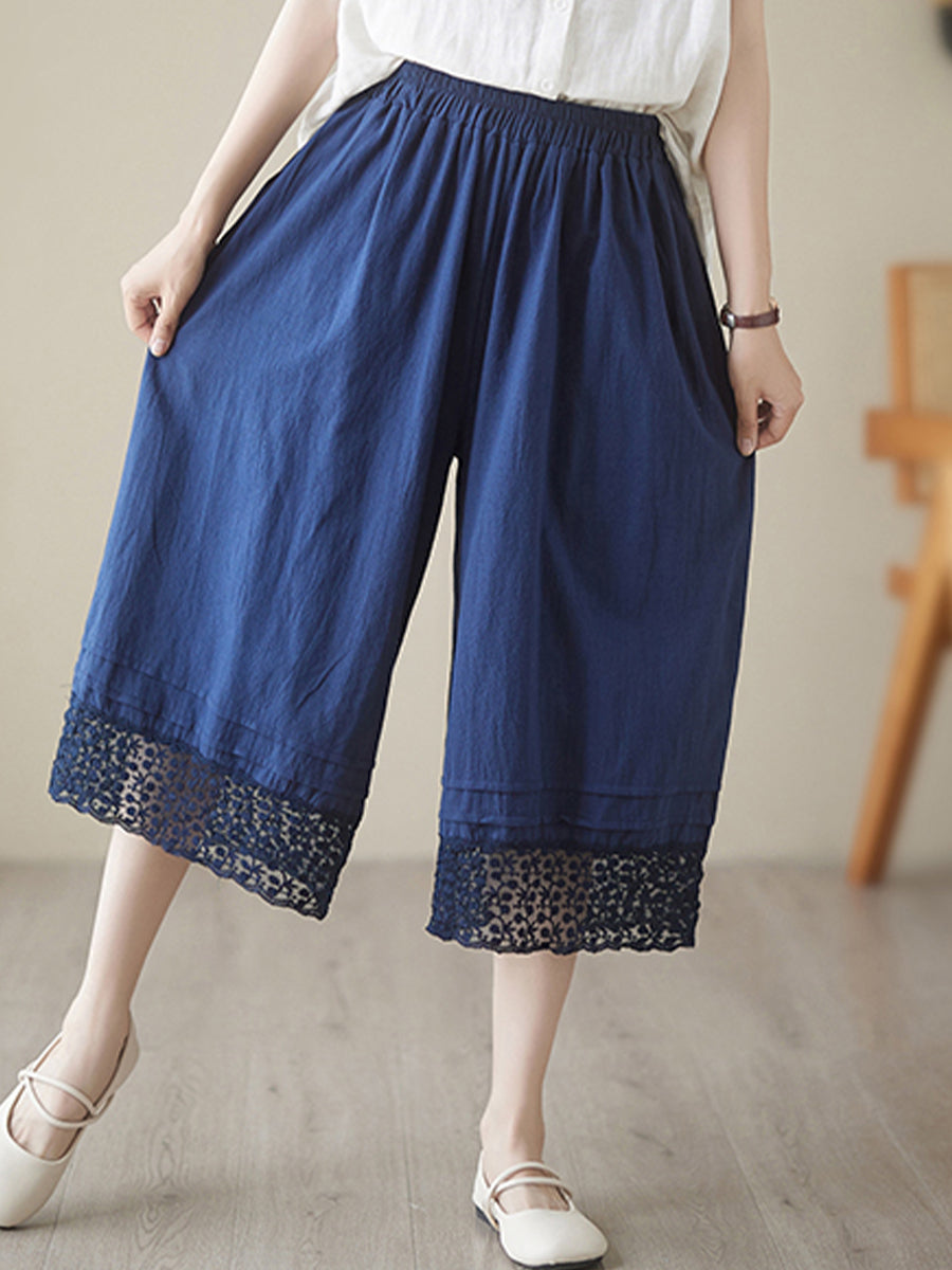 Oversized lace patchwork skirt pants