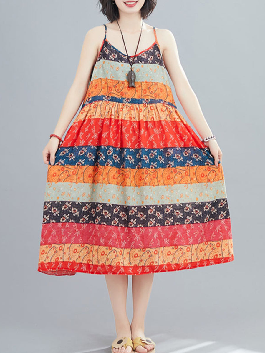 Colorful printed strap dress