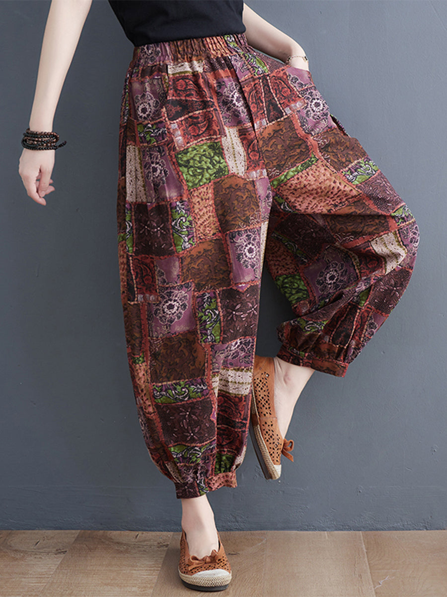 Retro printed lantern casual pant