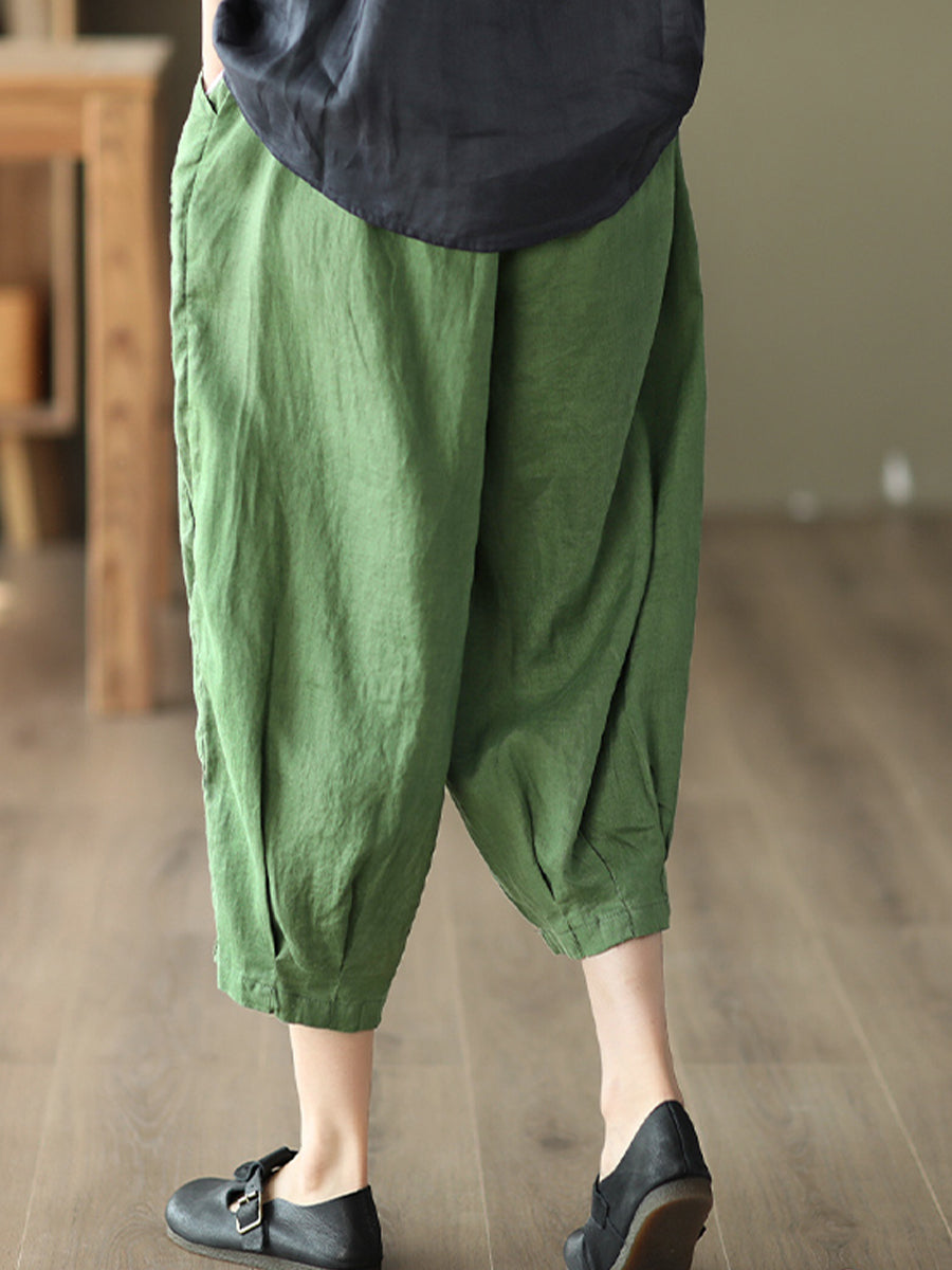 Oversized hollowed out crochet linen pants