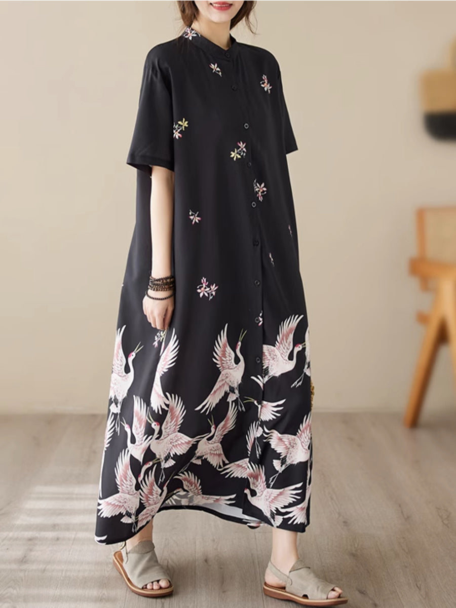 Flying Bird Print Dress