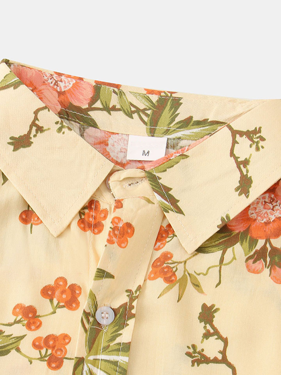 Chemise à manches courtes à imprimé floral pour hommes