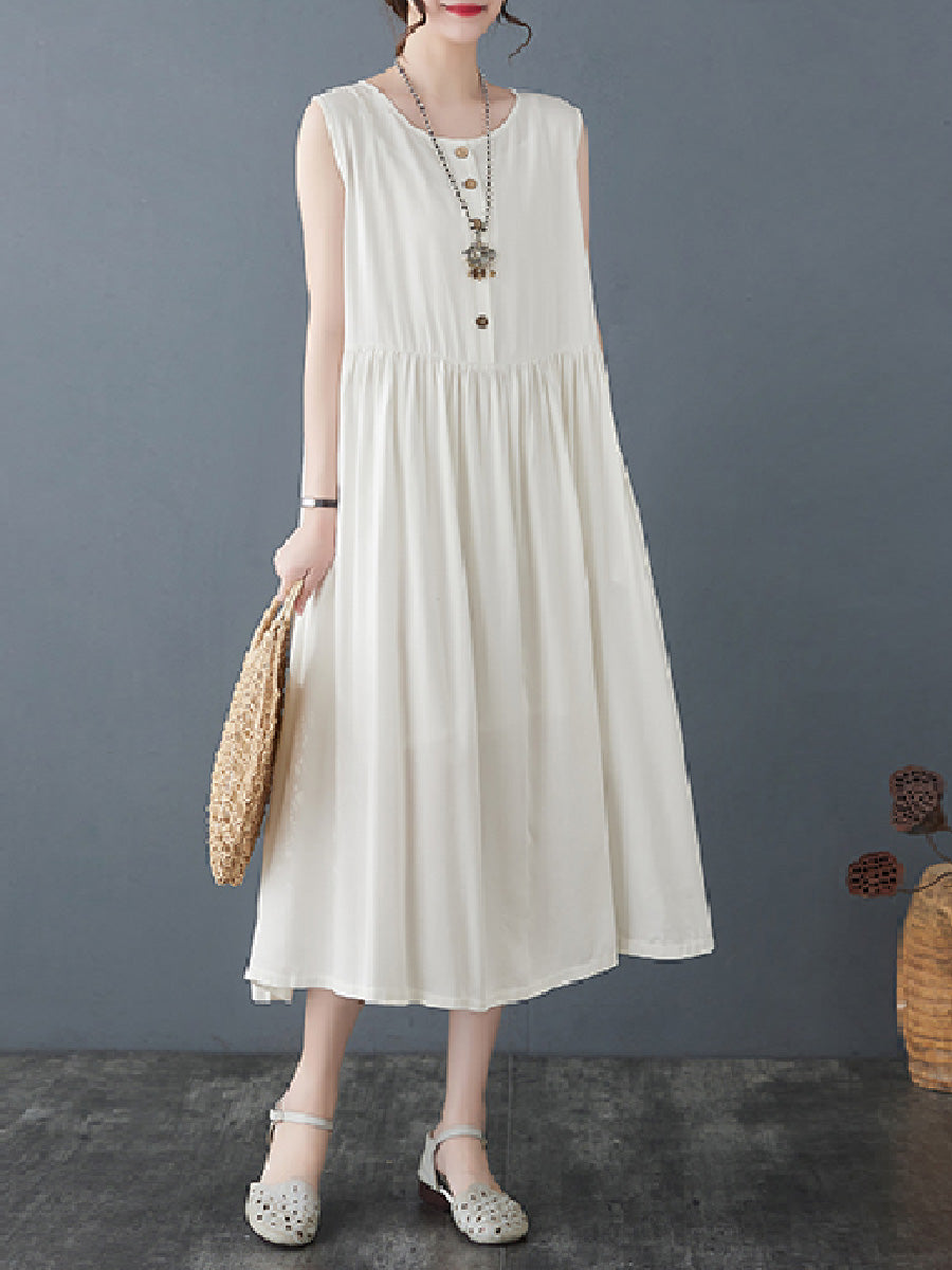 Solid Casual Cotton Dress