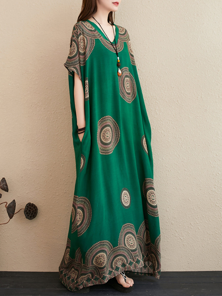 Ethnic style round neck dress