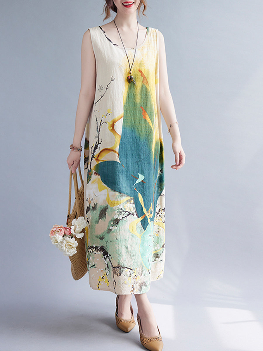 Landscape printed sleeveless dress