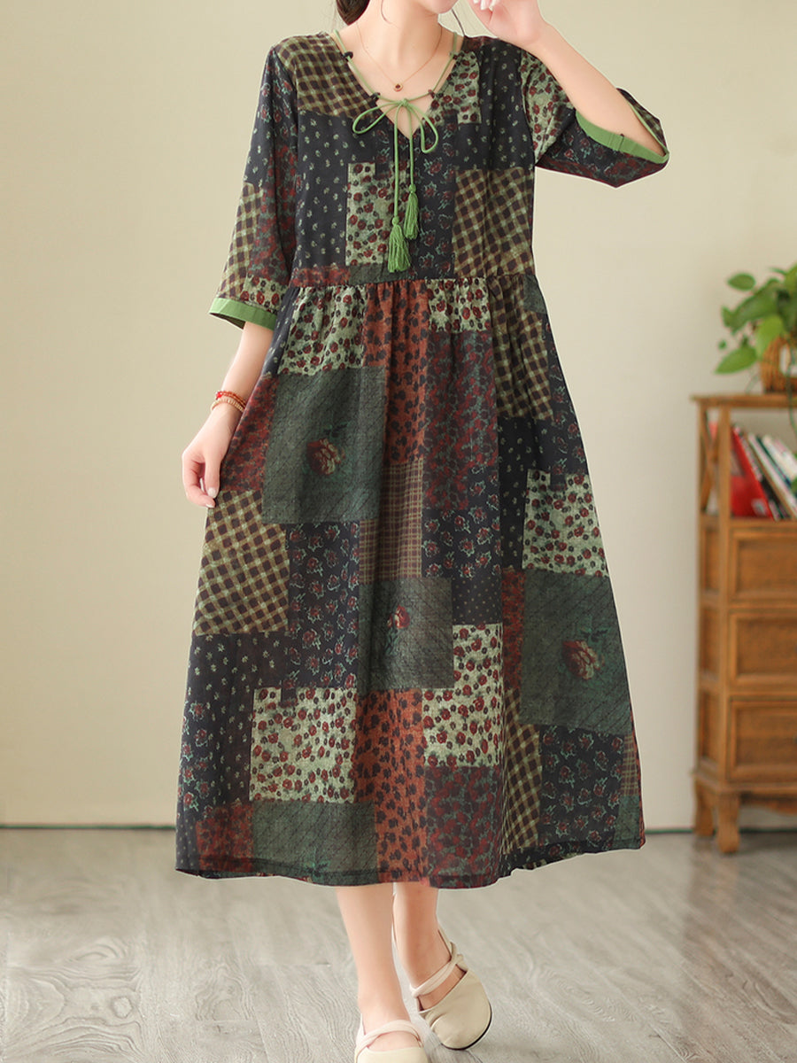 Retro Print Casual Dress