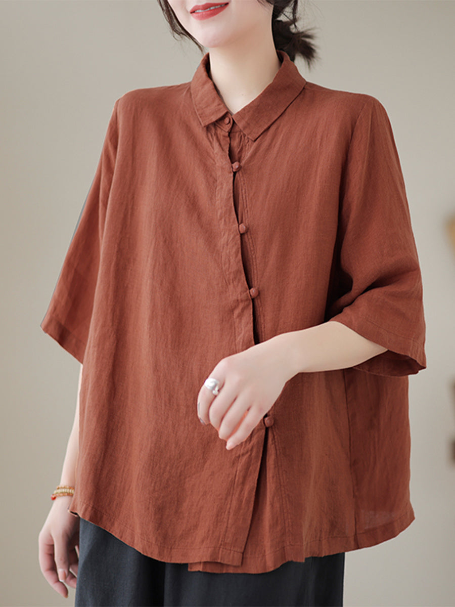 Diagonal button large shirt