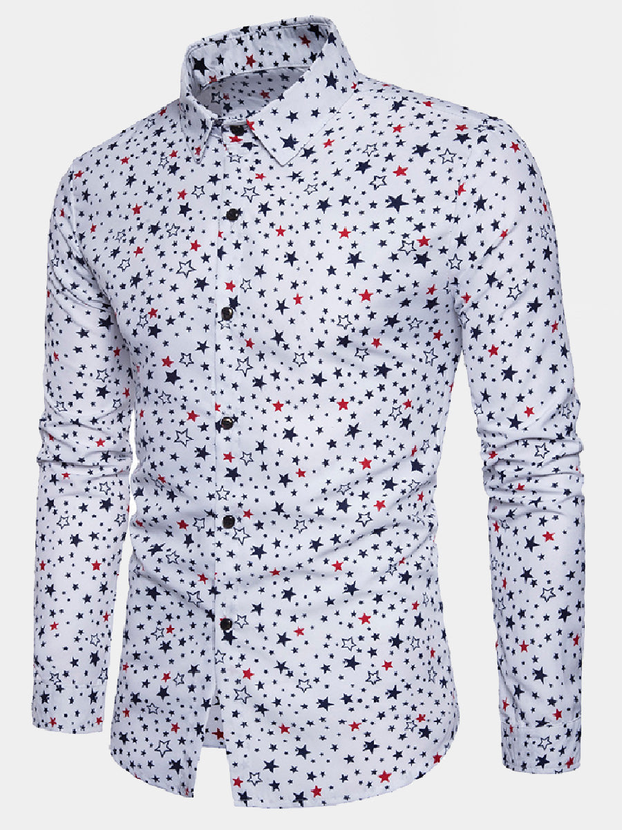 Chemise à manches longues à imprimé étoiles pour homme