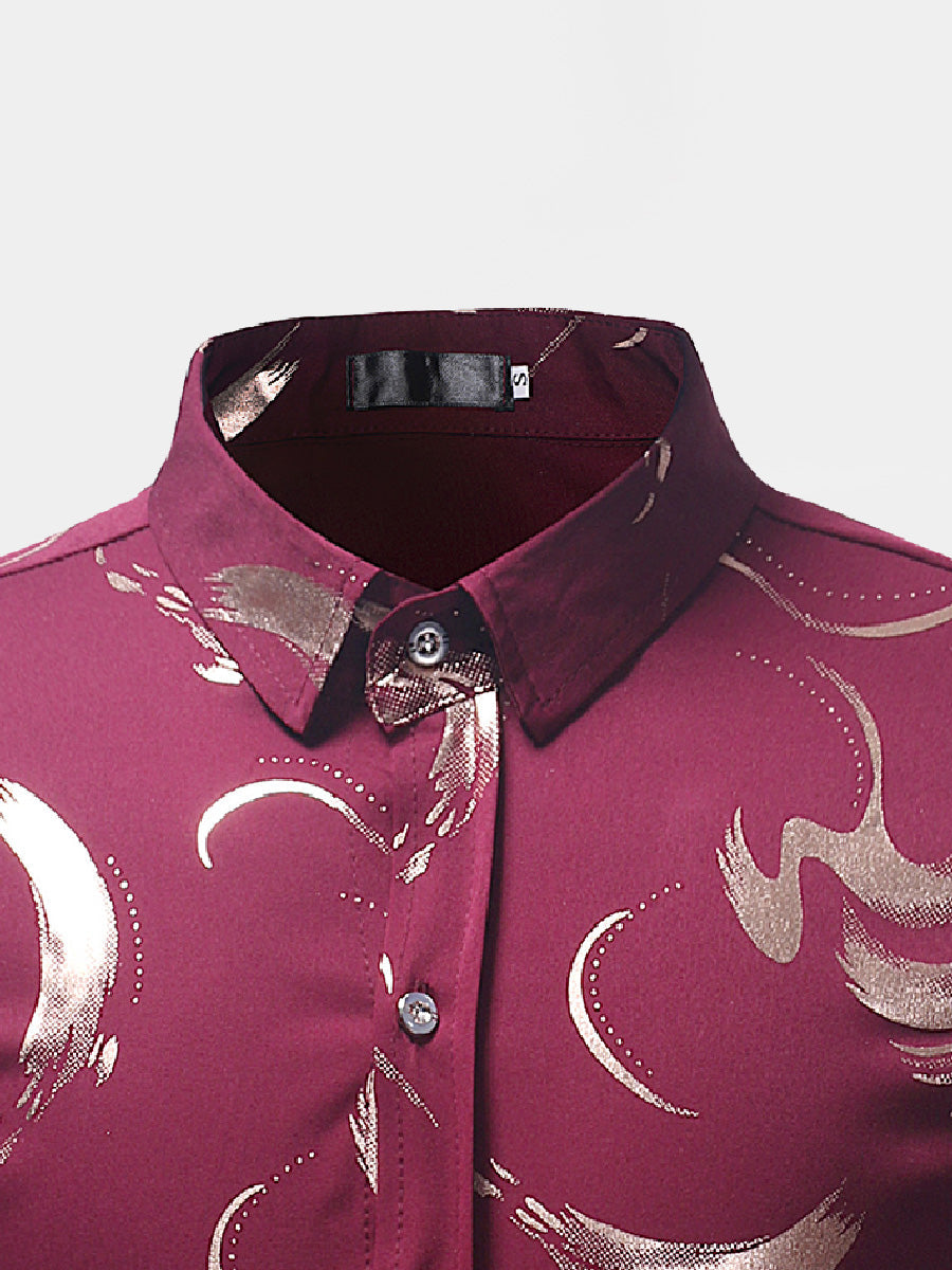 Camicia a maniche lunghe con stampa casual da uomo