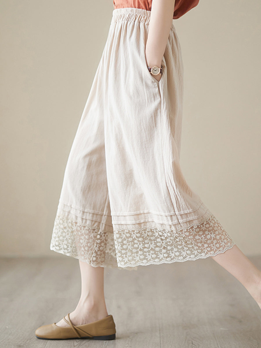 Oversized lace patchwork skirt pants