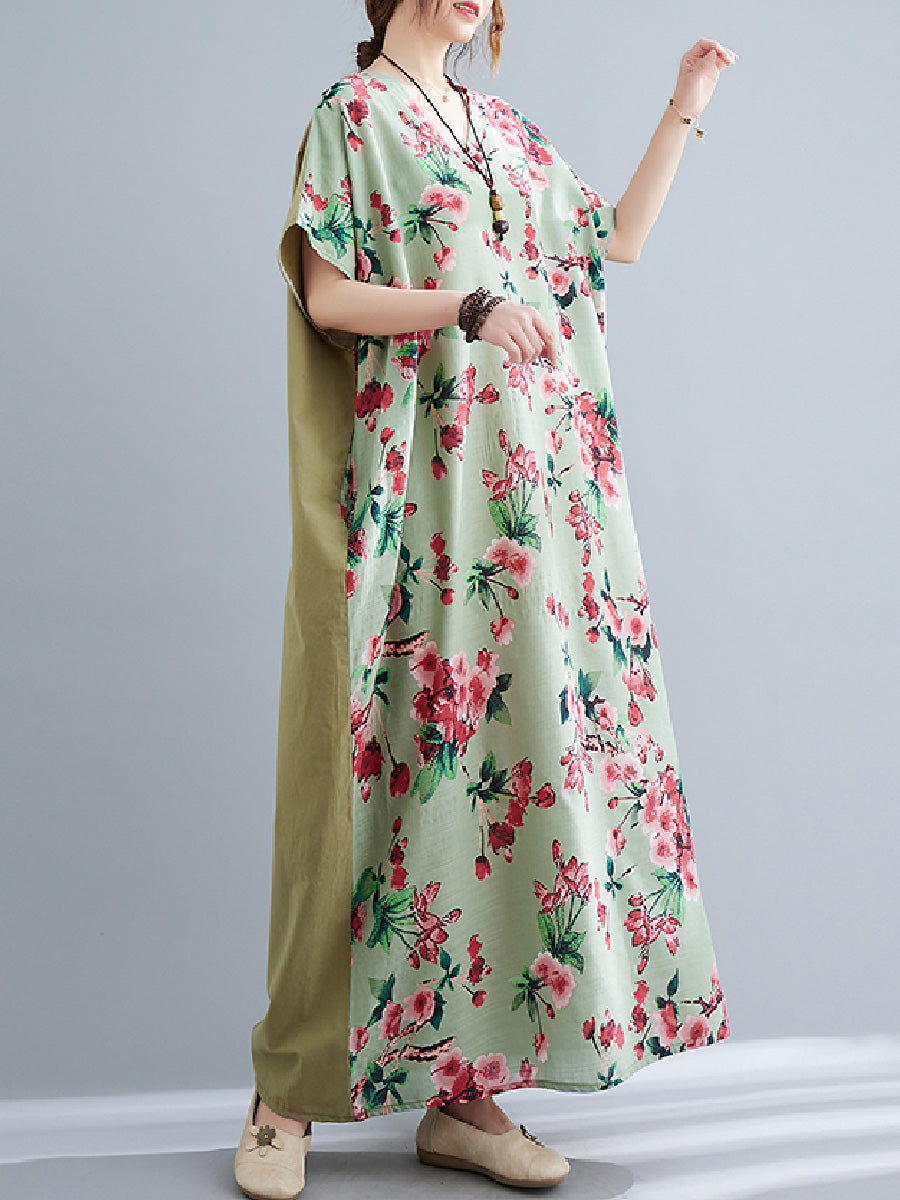 Floral V-neck long Dress