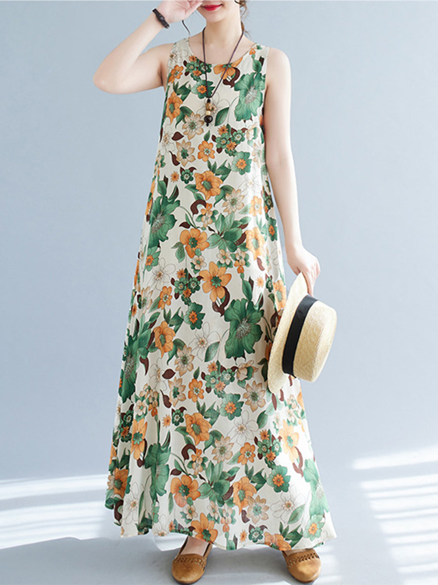 Sleeveless Tank Top Printed Long Dress