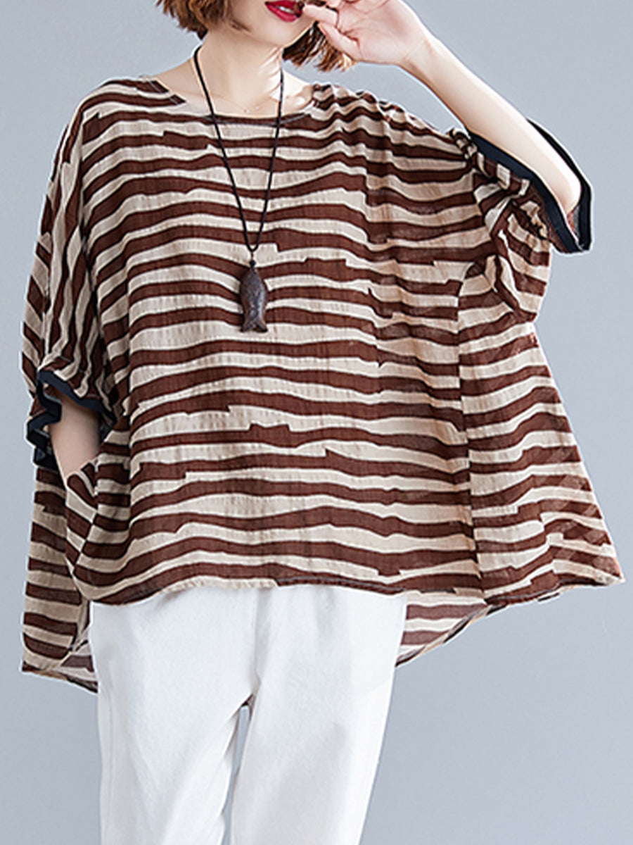 Horizontal striped oversized top