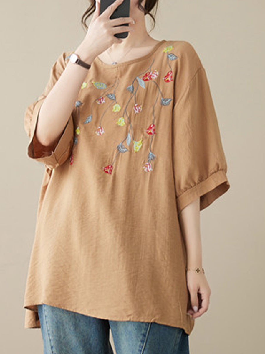 Embroidered round neck shirt