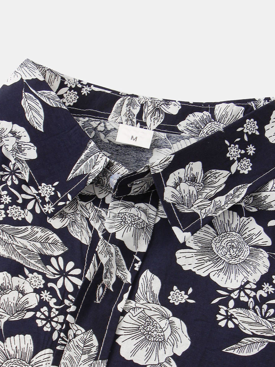 Chemise à manches courtes à imprimé floral pour hommes