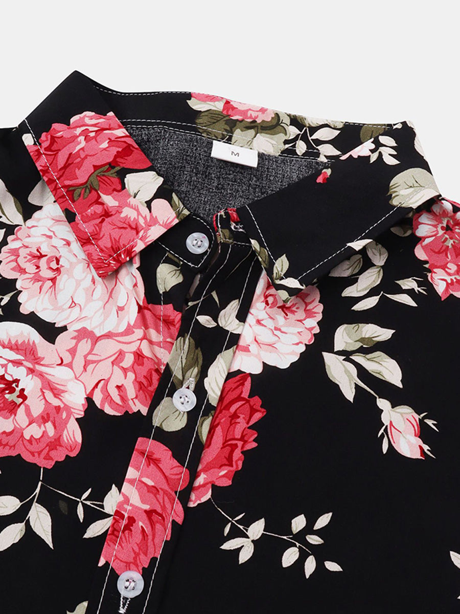 Chemise à manches courtes à imprimé floral pour hommes