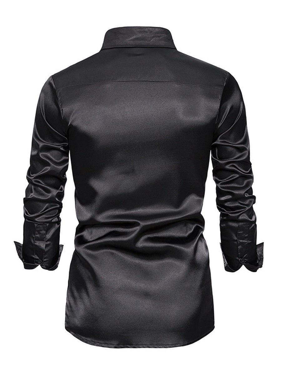 Men's Glossy casual Long Sleeve Shirt