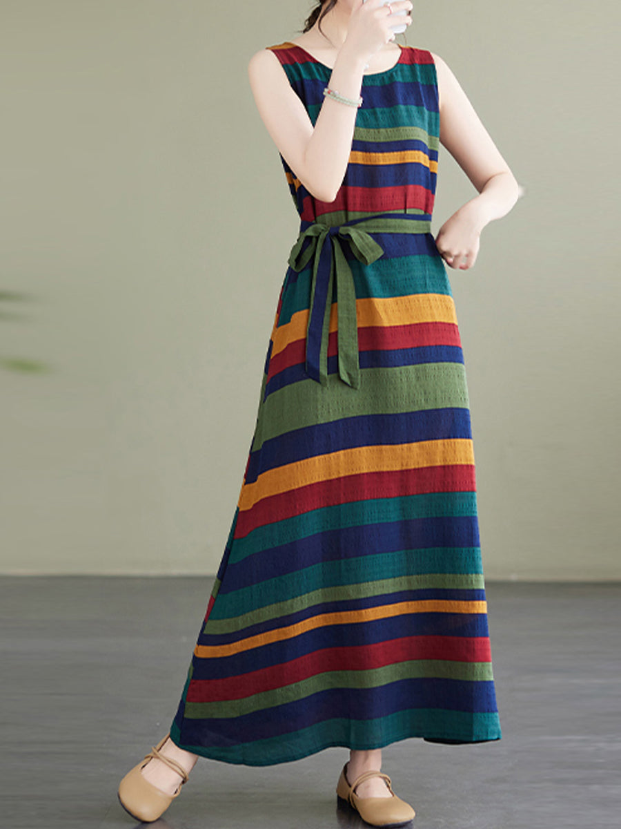 Colorful striped vest dress