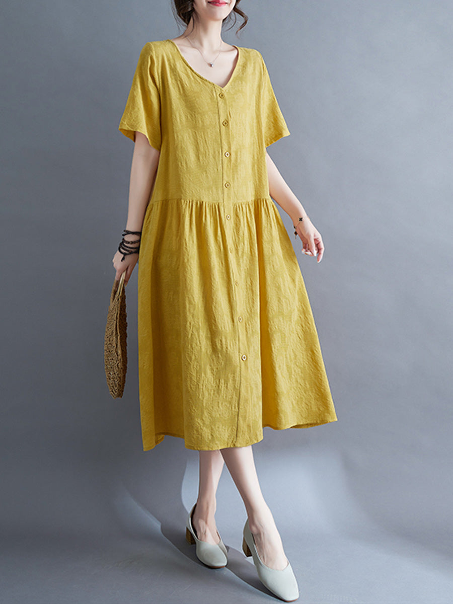 V-neck short sleeved shirt dress