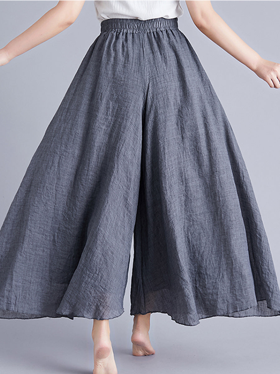 Solid irregular wide leg skirt pants