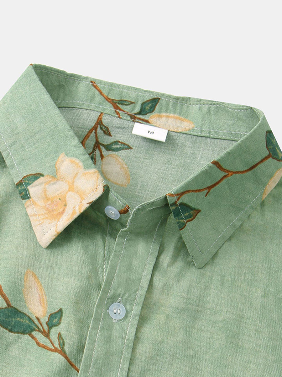 Camicia da uomo a maniche corte con stampa floreale