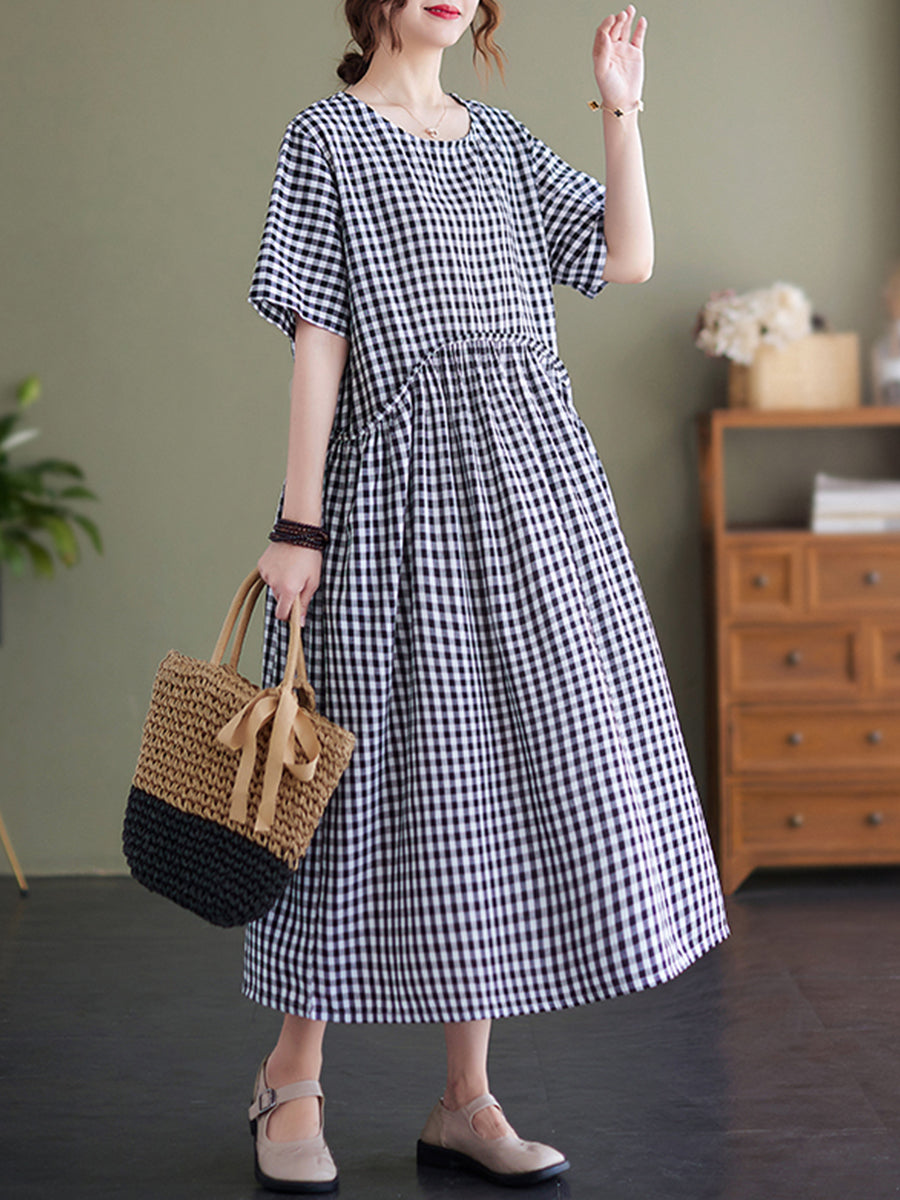 Checkered Short Sleeve Dress