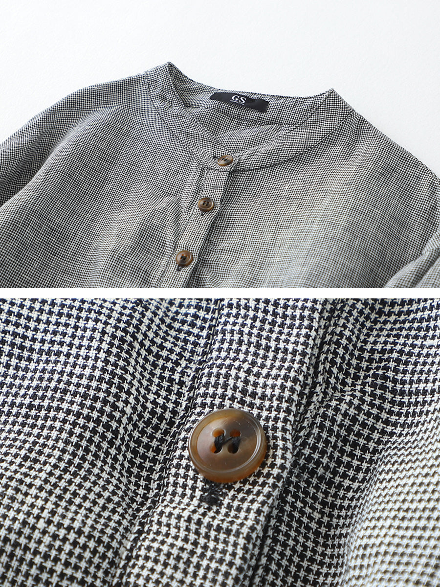 Pure linen checkered shirt