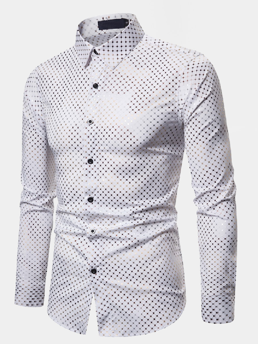 Men's Chequered gilding long sleeve shirt