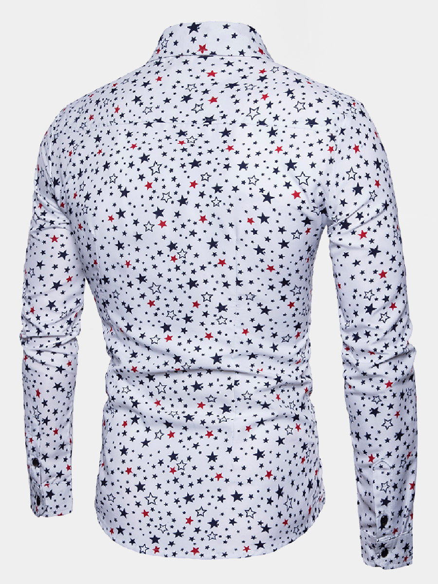 Camicia da uomo a maniche lunghe con stampa stelle